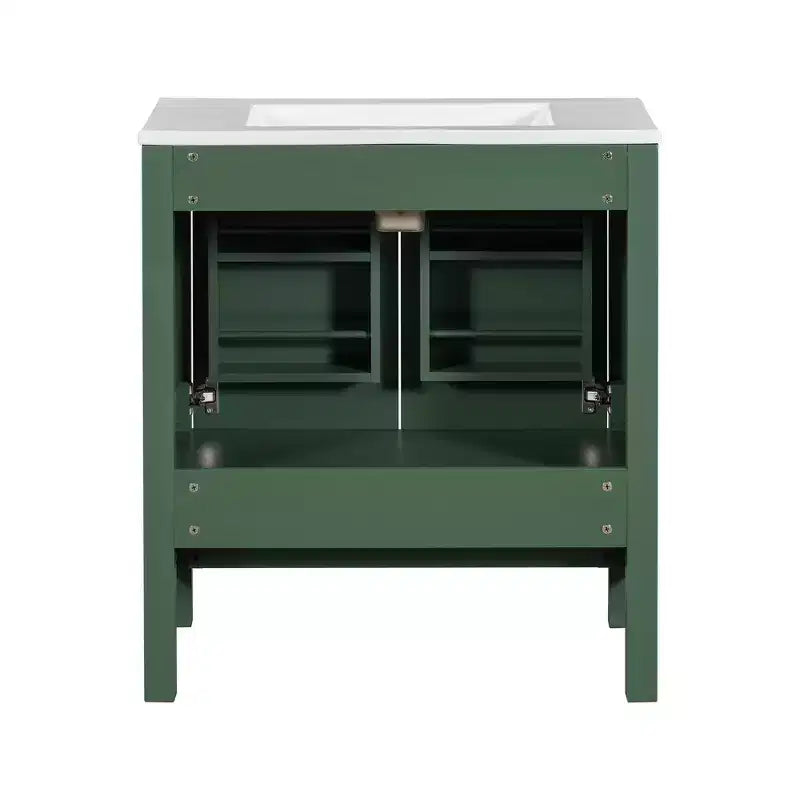 Combinación de tocador de baño vintage de 48" con lavabos dobles, gabinete de almacenamiento para baño con puertas de cierre suave y estante