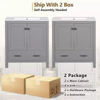 Combinación de tocador de baño vintage de 48" con lavabos dobles, gabinete de almacenamiento para baño con puertas de cierre suave y estante