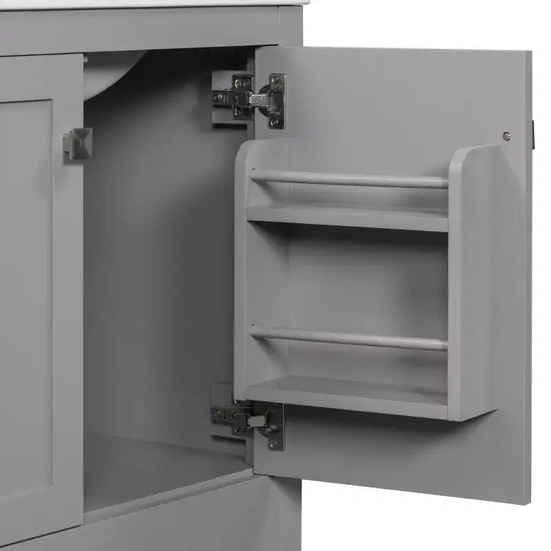 Combinación de tocador de baño vintage de 48" con lavabos dobles, gabinete de almacenamiento para baño con puertas de cierre suave y estante