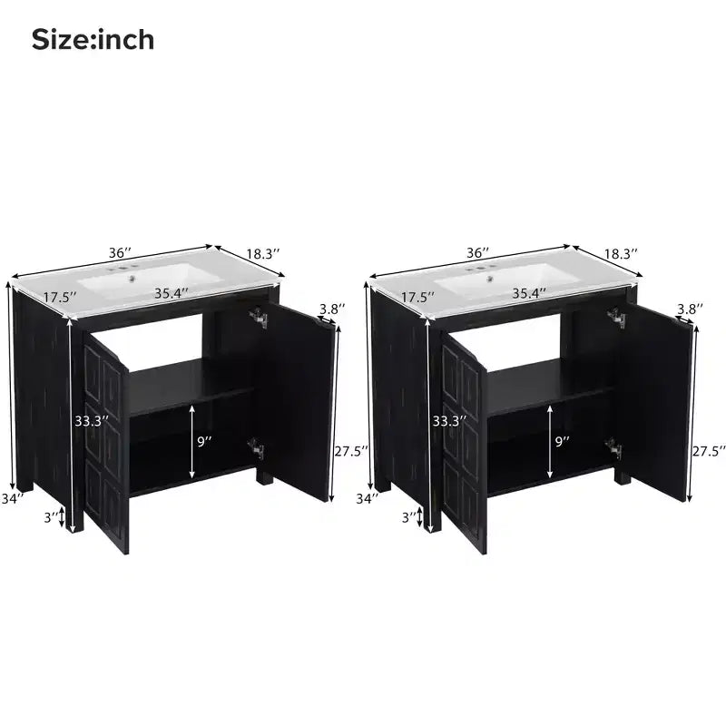 Tocador de baño de 72 pulgadas con tocadores dobles, mueble lavabo de baño con puertas de cierre suave y estante ajustable, Espresso