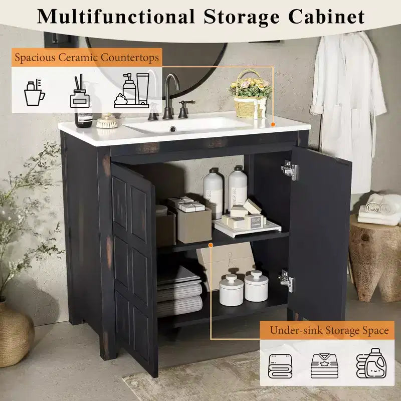 Tocador de baño de 72 pulgadas con tocadores dobles, mueble lavabo de baño con puertas de cierre suave y estante ajustable, Espresso
