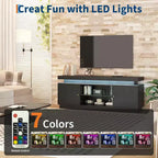 Acekool 63 Mueble de TV Moderno con Tomas de Corriente, Estante Ajustable y Almacenamiento, Consola Multimedia para Sala de Estar