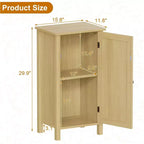 Mesita de noche rústica con puerta de ratán, mesa auxiliar con acento negro y almacenamiento - Mesita de noche compacta moderna para dormitorio, sala de estar, oficina
