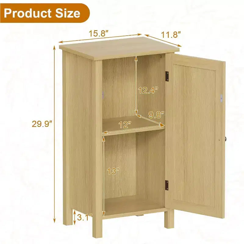 Mesita de noche rústica con puerta de ratán, mesa auxiliar con acento negro y almacenamiento - Mesita de noche compacta moderna para dormitorio, sala de estar, oficina