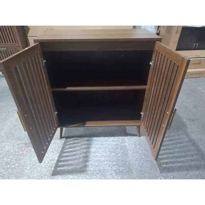TUYOHW Aparador Rústico, Gabinete de Almacenamiento de Nogal con Puertas de Celosía, Estantes Ajustables, Gabinete de Barra de Café para Cocina, Comedor