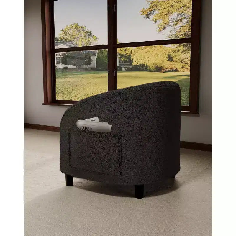 Sillón decorativo, sillones individuales acogedores de boucle, sillón club redondo cómodo, sillón moderno con cojín suave, para sala de estar, dormitorio, lectura