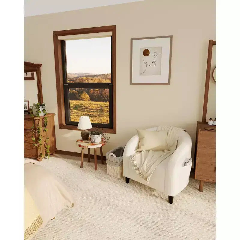 Sillón decorativo, sillones individuales acogedores de boucle, sillón club redondo cómodo, sillón moderno con cojín suave, para sala de estar, dormitorio, lectura