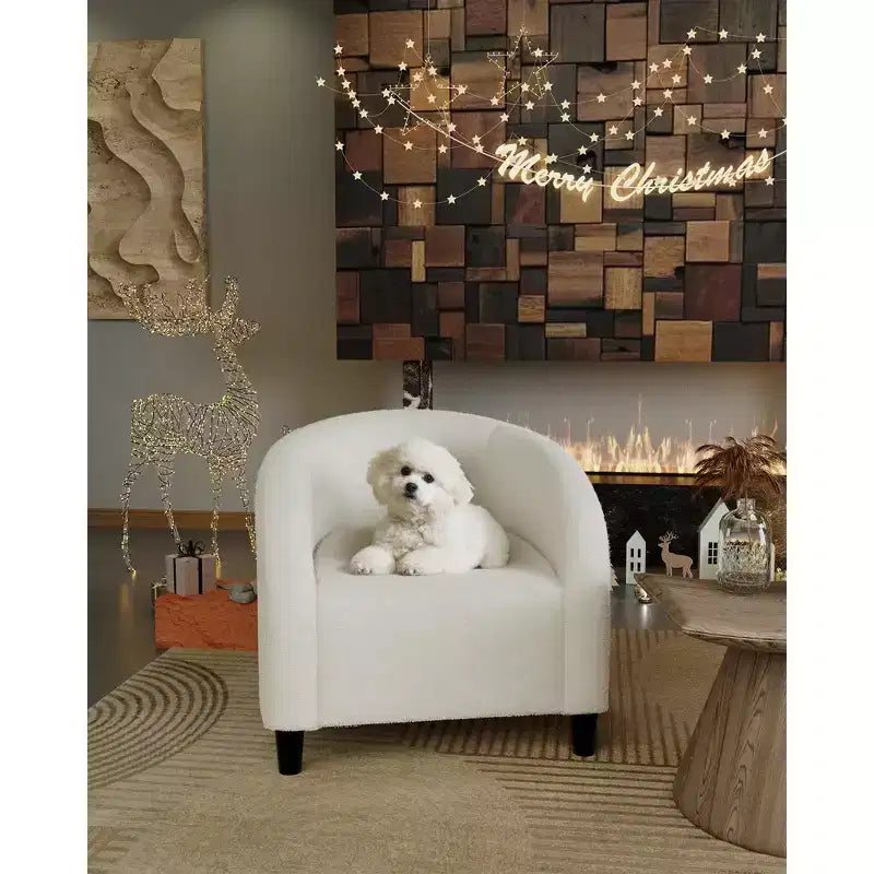Sillón decorativo, sillones individuales acogedores de boucle, sillón club redondo cómodo, sillón moderno con cojín suave, para sala de estar, dormitorio, lectura