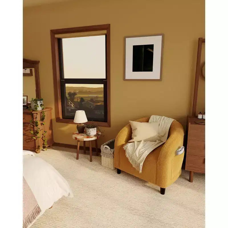 Sillón decorativo, sillones individuales acogedores de boucle, sillón club redondo cómodo, sillón moderno con cojín suave, para sala de estar, dormitorio, lectura