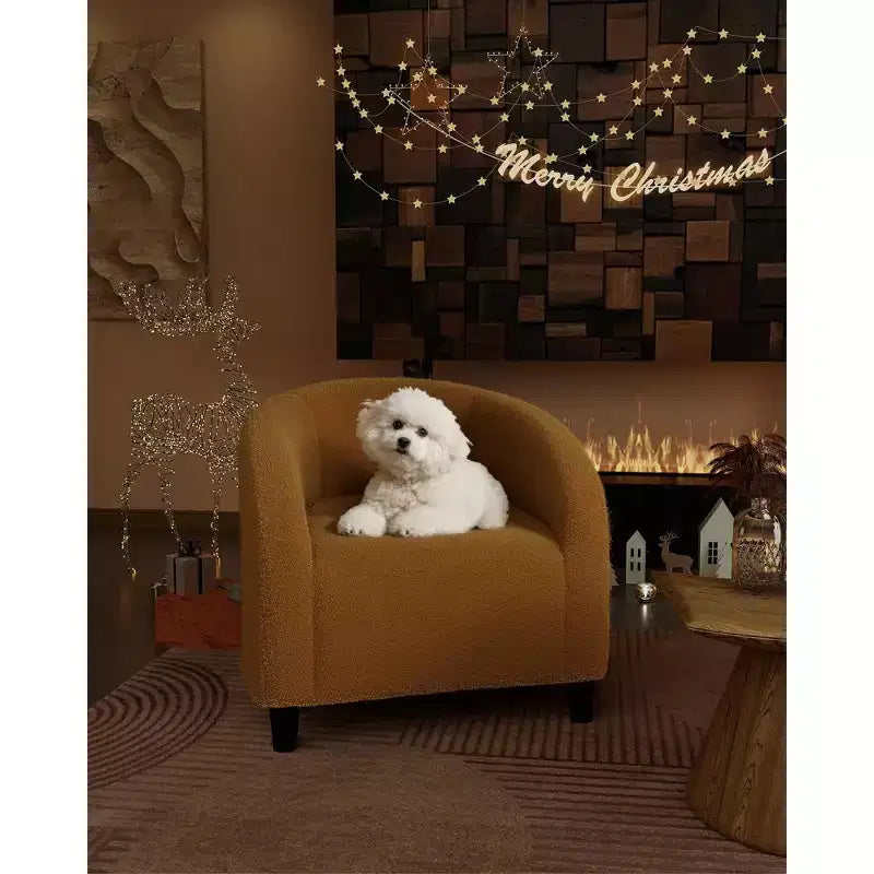 Sillón decorativo, sillones individuales acogedores de boucle, sillón club redondo cómodo, sillón moderno con cojín suave, para sala de estar, dormitorio, lectura
