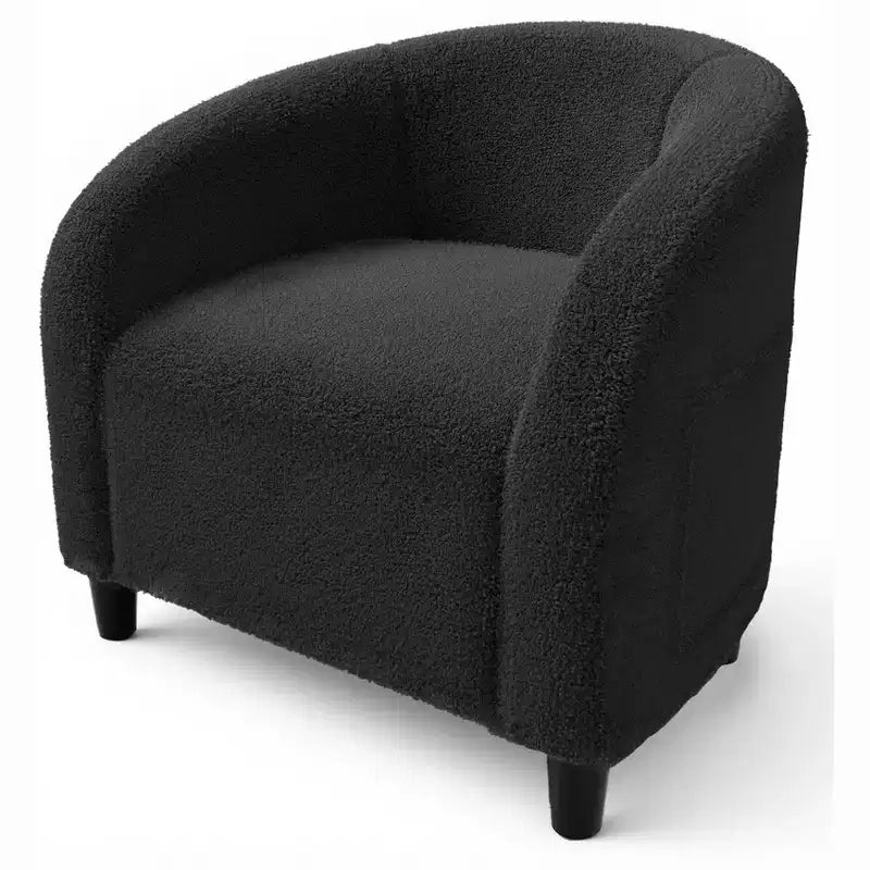 Sillón decorativo, sillones individuales acogedores de boucle, sillón club redondo cómodo, sillón moderno con cojín suave, para sala de estar, dormitorio, lectura