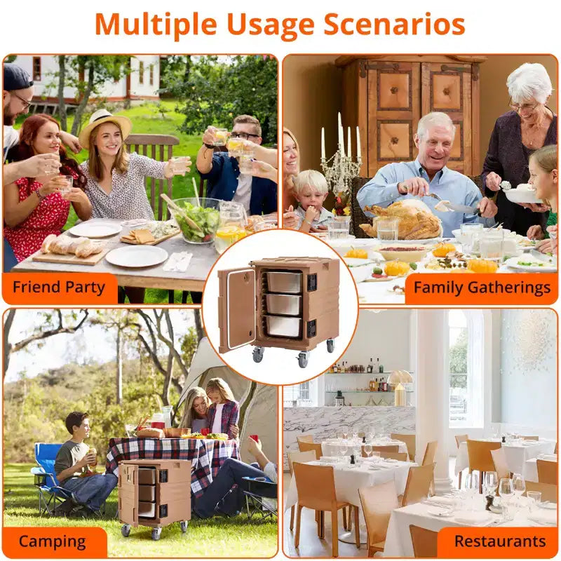 COZONY Calentador Portátil de Alimentos 82 QT, Ruedas de Carga de Doble Extremo de Calentamiento Eficiente para Reuniones Familiares Comedor
