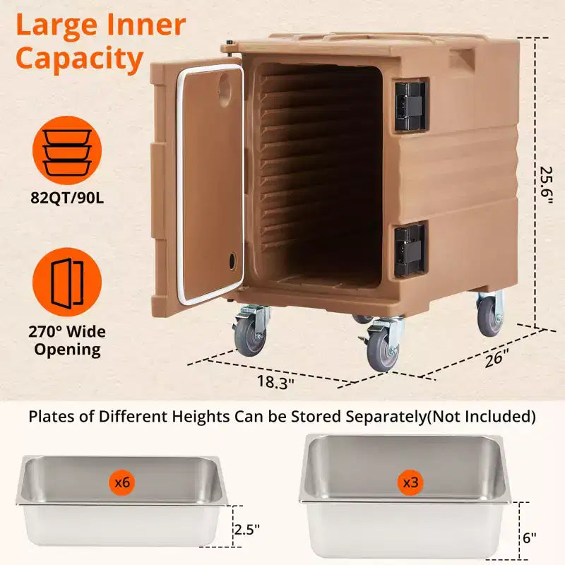 COZONY Calentador Portátil de Alimentos 82 QT, Ruedas de Carga de Doble Extremo de Calentamiento Eficiente para Reuniones Familiares Comedor