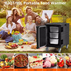 COZONY Calentador Portátil de Alimentos 82 QT, Ruedas de Carga de Doble Extremo de Calentamiento Eficiente para Reuniones Familiares Comedor