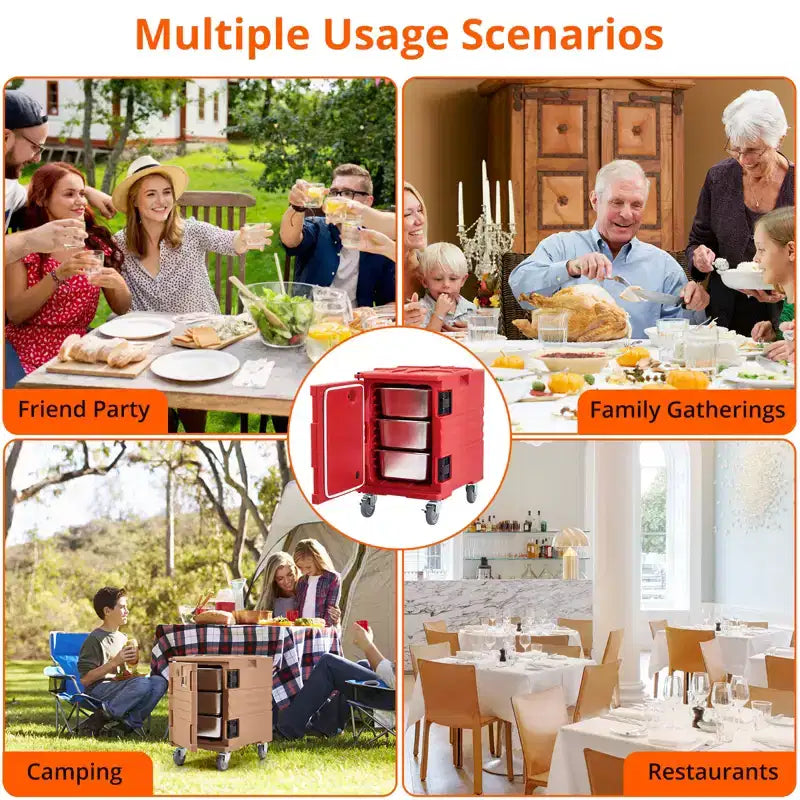 COZONY Calentador Portátil de Alimentos 82 QT, Ruedas de Carga de Doble Extremo de Calentamiento Eficiente para Reuniones Familiares Comedor