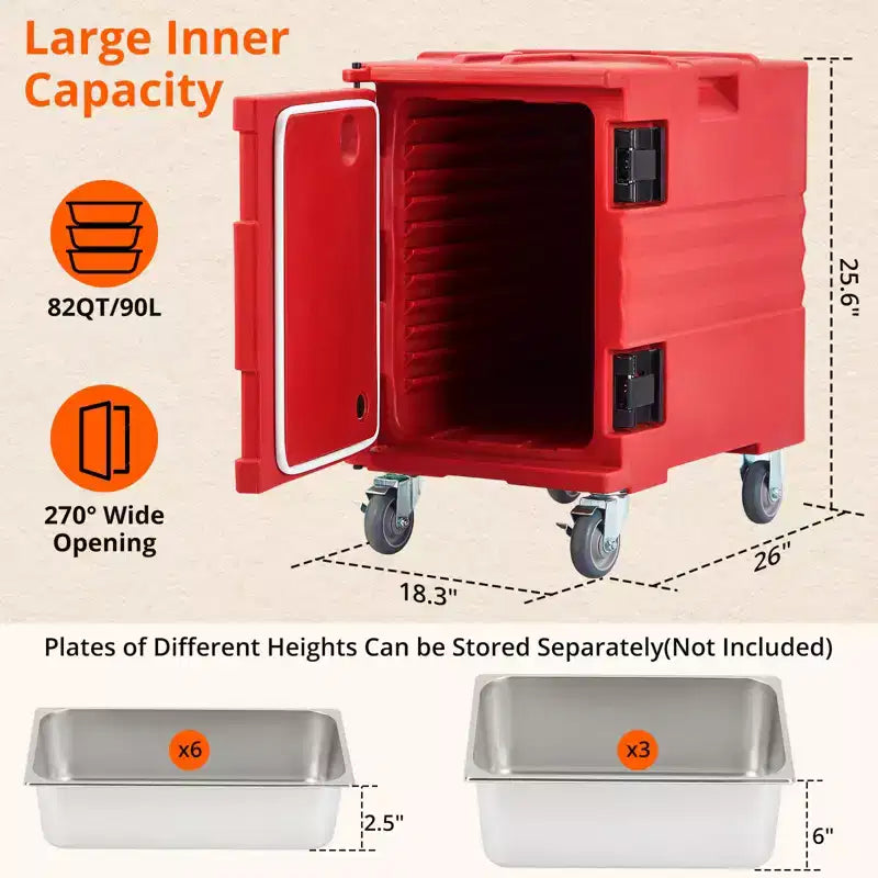 COZONY Calentador Portátil de Alimentos 82 QT, Ruedas de Carga de Doble Extremo de Calentamiento Eficiente para Reuniones Familiares Comedor