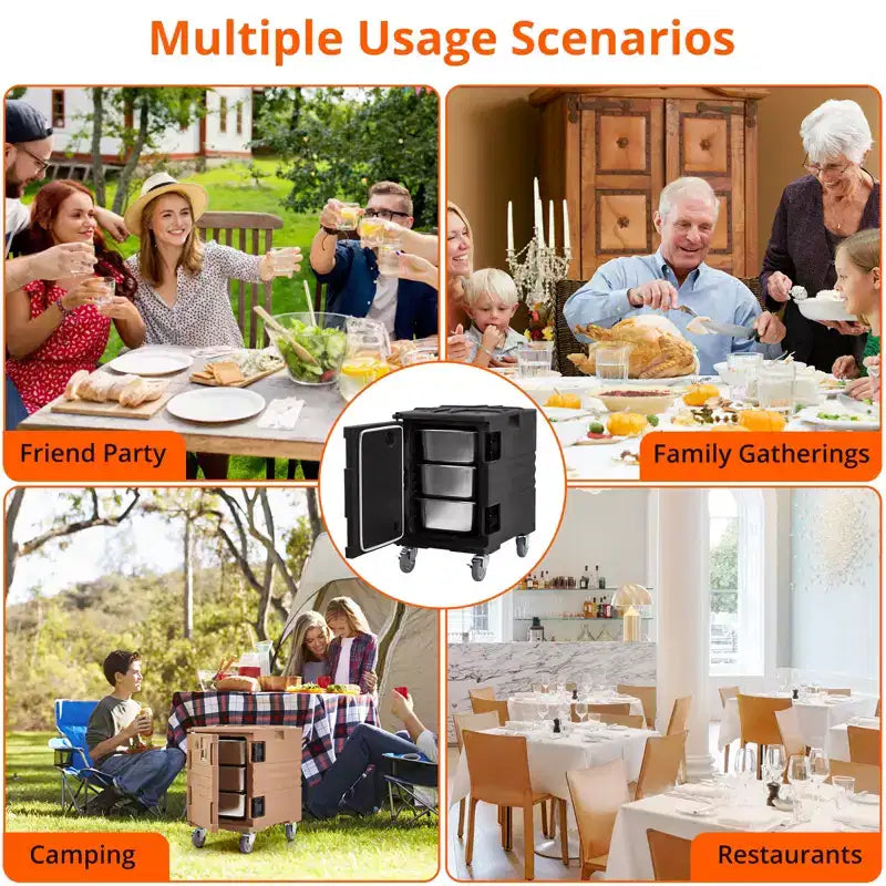 COZONY Calentador Portátil de Alimentos 82 QT, Ruedas de Carga de Doble Extremo de Calentamiento Eficiente para Reuniones Familiares Comedor