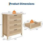 Cómoda acanalada para dormitorio, cajonera alta de 35.4'' con 4 cajones de almacenamiento, mueble organizador de ropa moderno de madera para sala de estar, dormitorio, entrada