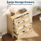 Cómoda acanalada para dormitorio, cajonera alta de 35.4'' con 4 cajones de almacenamiento, mueble organizador de ropa moderno de madera para sala de estar, dormitorio, entrada