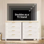 Cómoda acanalada para dormitorio, cajonera alta de 35.4'' con 4 cajones de almacenamiento, mueble organizador de ropa moderno de madera para sala de estar, dormitorio, entrada