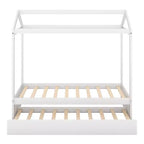 Cama de madera con forma de casa y nido Luxystar, tamaño doble, blanca