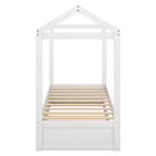 Cama de madera con forma de casa y nido Luxystar, tamaño doble, blanca