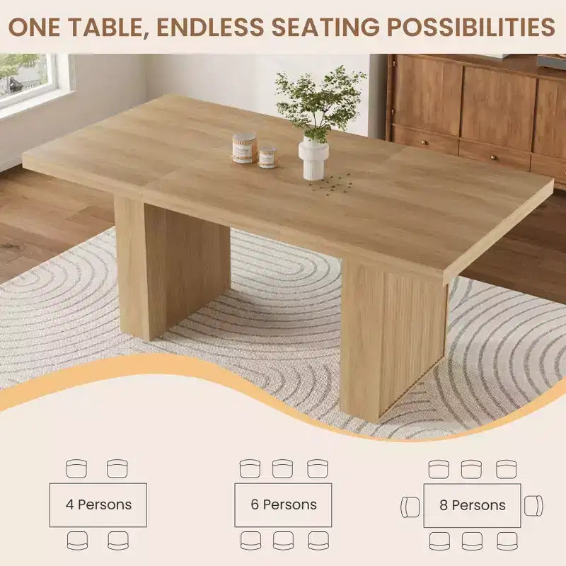Mesa de comedor de 70.8 para 6 8 10, mesa de comedor moderna con almacenamiento, mesa de cocina de madera con patas acanaladas, mesas de cena para cocina comedor