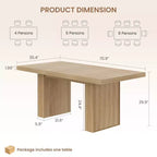 Mesa de comedor de 70.8 para 6 8 10, mesa de comedor moderna con almacenamiento, mesa de cocina de madera con patas acanaladas, mesas de cena para cocina comedor
