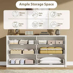 Cómoda de 6 cajones para dormitorio, cómoda de madera ancha sin tiradores, mueble de almacenamiento grande y moderno para sala de estar, pasillo o entrada.