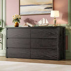 Cómoda de 6 cajones para dormitorio, cómoda de madera ancha sin tiradores, mueble de almacenamiento grande y moderno para sala de estar, pasillo o entrada.