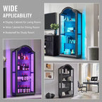 Armario de Cocina con Arco de 72 pulgadas, Vitrina de Vidrio de 4 Niveles con Luces LED de 20 Colores, Estantería Moderna para Sala de Estar