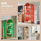 Armario de Cocina con Arco de 72 pulgadas, Vitrina de Vidrio de 4 Niveles con Luces LED de 20 Colores, Estantería Moderna para Sala de Estar