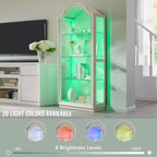 Armario de Cocina con Arco de 72 pulgadas, Vitrina de Vidrio de 4 Niveles con Luces LED de 20 Colores, Estantería Moderna para Sala de Estar