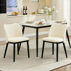 Juego de 2 sillas de comedor, sillas auxiliares de tela tapizada con asiento acolchado y patas de madera, sillas de comedor modernas para cocina, sala de estar