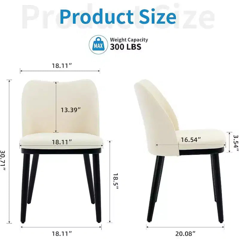 Juego de 2 sillas de comedor, sillas auxiliares de tela tapizada con asiento acolchado y patas de madera, sillas de comedor modernas para cocina, sala de estar