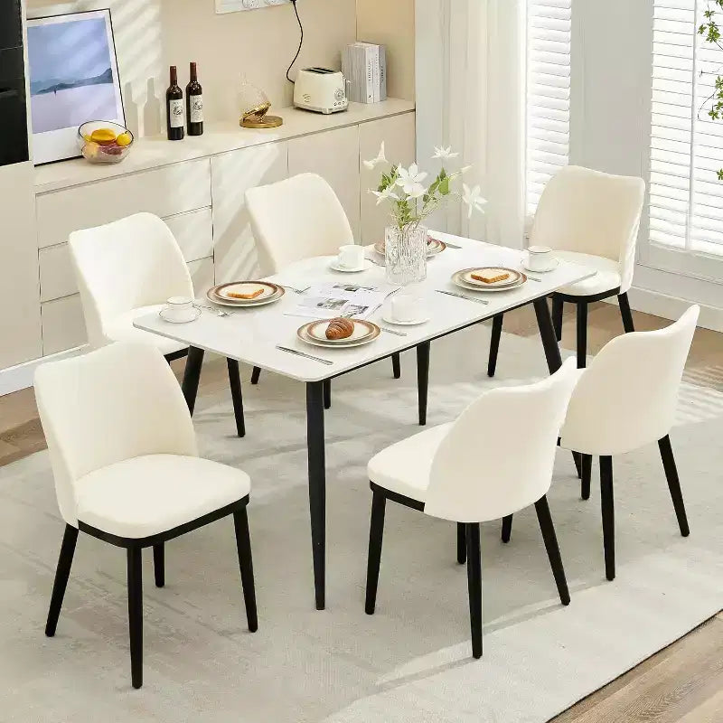 Juego de 2 sillas de comedor, sillas auxiliares de tela tapizada con asiento acolchado y patas de madera, sillas de comedor modernas para cocina, sala de estar