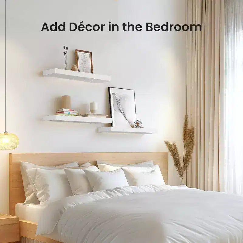 Juego de 6 estantes flotantes en color negro, estantes de pared con soportes ocultos, estantes de pared flotantes, adecuados para dormitorios, baños, salas de estar, cocinas
