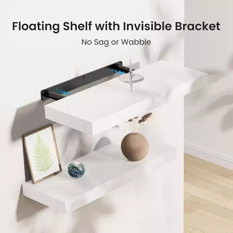 Juego de 6 estantes flotantes en color negro, estantes de pared con soportes ocultos, estantes de pared flotantes, adecuados para dormitorios, baños, salas de estar, cocinas