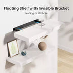 Juego de 6 estantes flotantes en color negro, estantes de pared con soportes ocultos, estantes de pared flotantes, adecuados para dormitorios, baños, salas de estar, cocinas