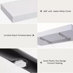 Juego de 6 estantes flotantes en color negro, estantes de pared con soportes ocultos, estantes de pared flotantes, adecuados para dormitorios, baños, salas de estar, cocinas