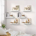 Juego de 6 estantes flotantes en color negro, estantes de pared con soportes ocultos, estantes de pared flotantes, adecuados para dormitorios, baños, salas de estar, cocinas