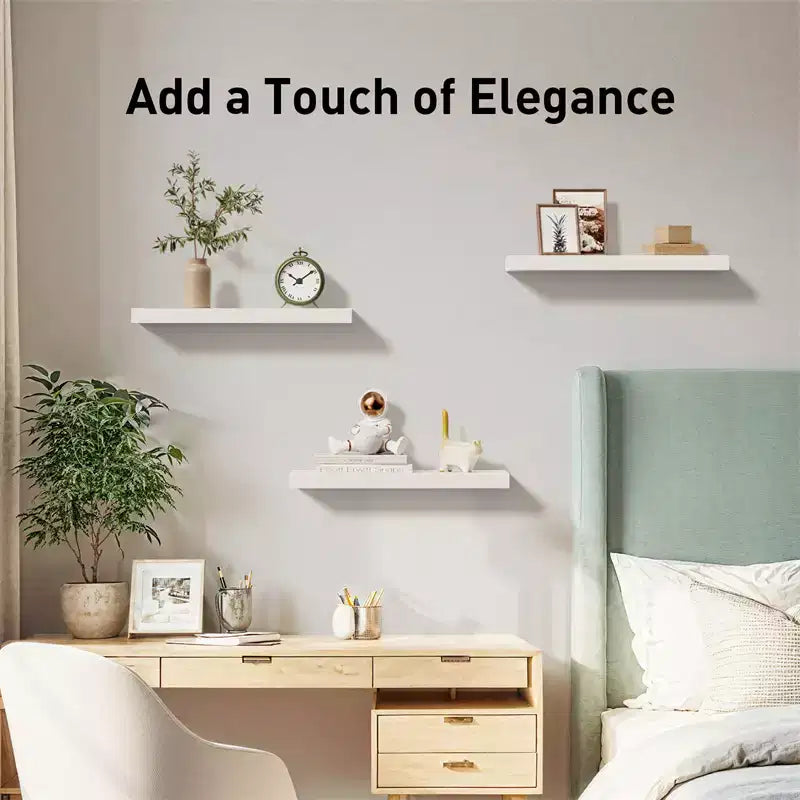 Juego de 6 estantes flotantes en color negro, estantes de pared con soportes ocultos, estantes de pared flotantes, adecuados para dormitorios, baños, salas de estar, cocinas