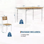 COZONY Juego de Mesa de Comedor de 5 Piezas, Mesa de Cocina y Sillas para 4 de Estilo Industrial, Diseño Rústico Moderno con Patas de Metal, Compacto y Ahorra Espacio