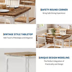 COZONY Juego de Mesa de Comedor de 5 Piezas, Mesa de Cocina y Sillas para 4 de Estilo Industrial, Diseño Rústico Moderno con Patas de Metal, Compacto y Ahorra Espacio