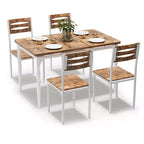 COZONY Juego de Mesa de Comedor de 5 Piezas, Mesa de Cocina y Sillas para 4 de Estilo Industrial, Diseño Rústico Moderno con Patas de Metal, Compacto y Ahorra Espacio