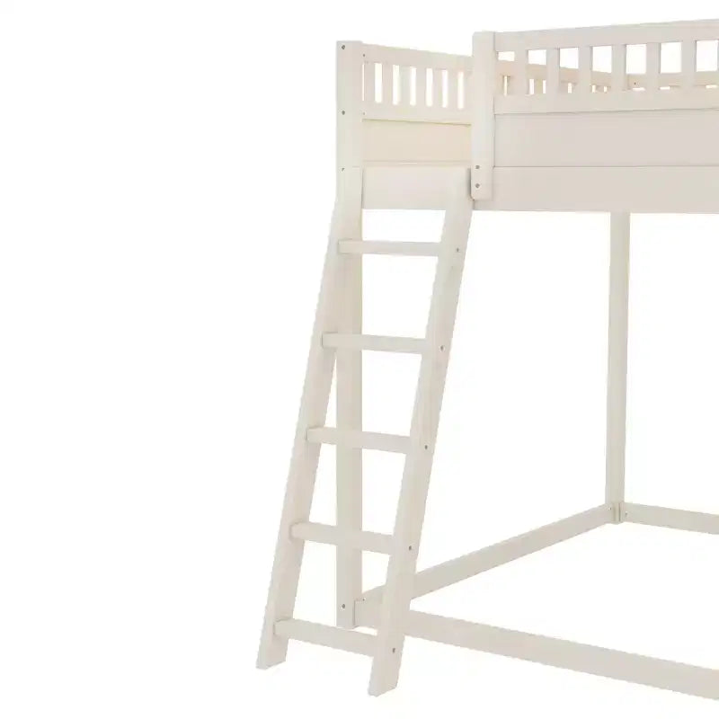 Cama alta Bellemave con cabecero tapizado y estantes de almacenamiento, estructura de cama alta de madera maciza con escalera y tobogán para niños