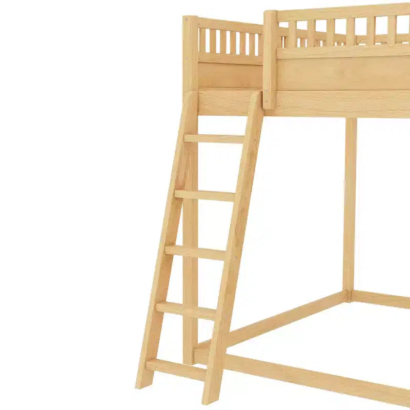 Cama alta Bellemave con cabecero tapizado y estantes de almacenamiento, estructura de cama alta de madera maciza con escalera y tobogán para niños