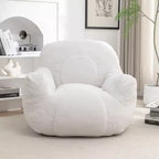 TUYOHW Tufted Bean Bag Chair with Memory Foam and Soft Stuffed Filling, Comfy Chair Lazy Sofa Chair for Ultimate Relaxation for Living Room, White