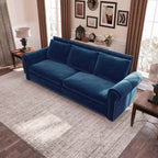 MAYEERTY 93.7 Sofá Cama Extraíble King, Sofá Cama Convertible 3 en 1 de Terciopelo con Tachuelas y Brazos Enrollados Azul