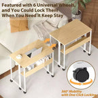 Mesa Plegable Pequeña con Ruedas y Estante de Almacenamiento, Escritorio de Computadora Plegable con Ruedas, Escritorio de Oficina Portátil para Espacios Pequeños, Mesa de Sofá
